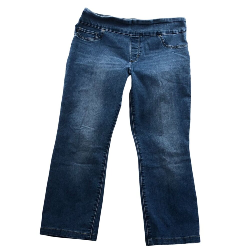 Lee Womens Jeans Size 14P Blue Denim Slim Fit Sculpting Stretch Straight Leg